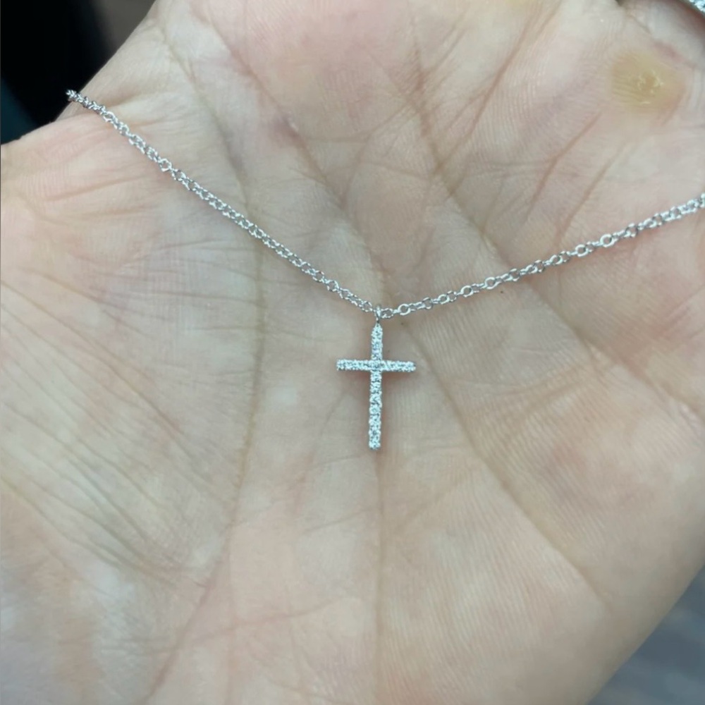 Nicole Rose White Gold Diamond Cross Necklace